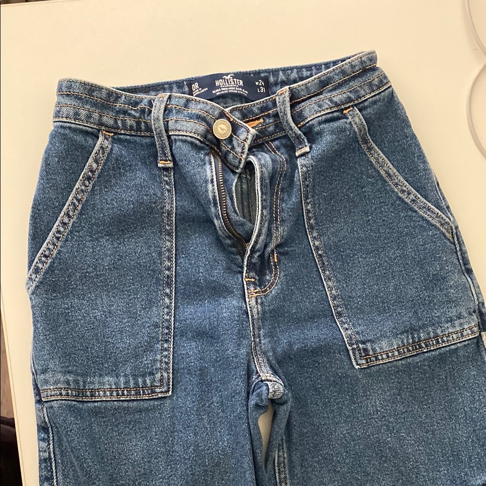 Hollister Blue Denim Overalls with Classic Styling